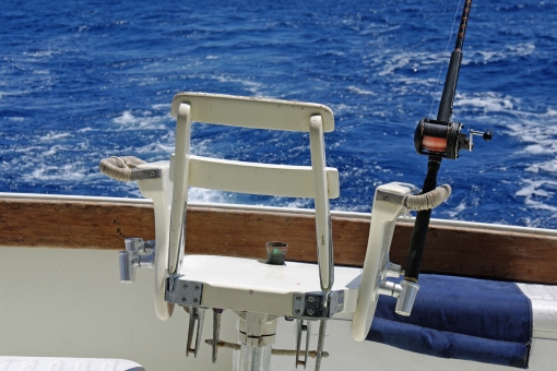 fishing seat on a boat in the ocean